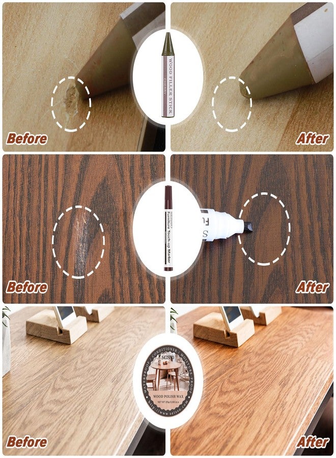 SEISSO Furniture Markers Touch Up, 25 Pcs Wood Furniture Repair Kits, Wood Markers and Wax Sticks with Wax Oil for Scratches Stains Cover-Ups Hardwood Wooden Floors Tables Cabinet Bedposts - Image 3